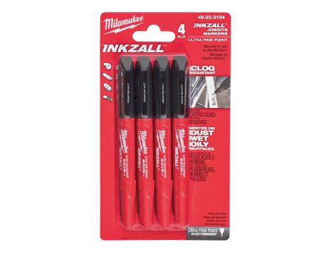 Milwaukee - Cienkie markery  czarne - 4szt. - 48223154 - 2