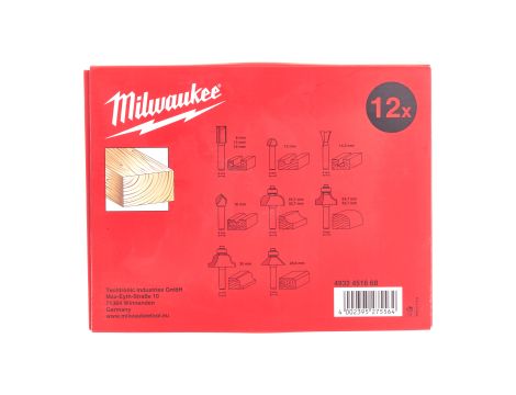 Milwaukee - Frezy do drewna z trzpieniem 8mm - zestaw 12 szt. - 4932451668 - 2