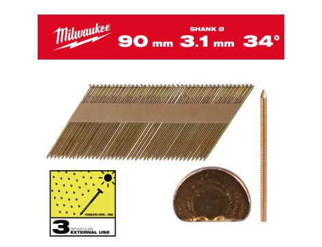 Milwaukee - Gwoździe pierścieniowe ocynkowane ogniowo 90mm 2200szt - M18FFN - 4932492615