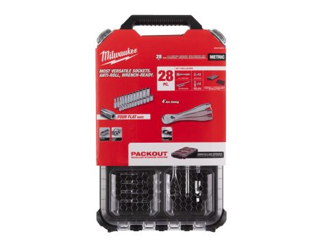 Milwaukee - Nasadki1/4˝ z grzechotką - metryczne - zestaw 28 szt. w organizerze PACKOUT™ SLIM średnim - 4932478812 - 2
