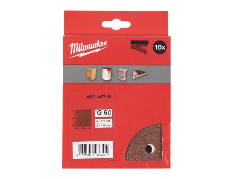 Milwaukee - Papier ścierny 115x107/10 otworów G60 10 szt. - 4932492759 - 2
