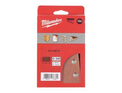 Milwaukee - Papier ścierny 80x133/8 otworów G240 10 szt. - 4932492767 - 2