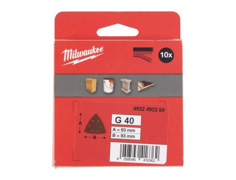 Milwaukee - Papier ścierny delta 93x93/6 otworów G40 10 szt. - 4932492269 - 2
