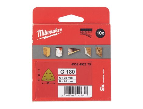 Milwaukee - Papier ścierny delta premium HP 93x93/6 otworów G180 10 szt. - 4932492279 - 2