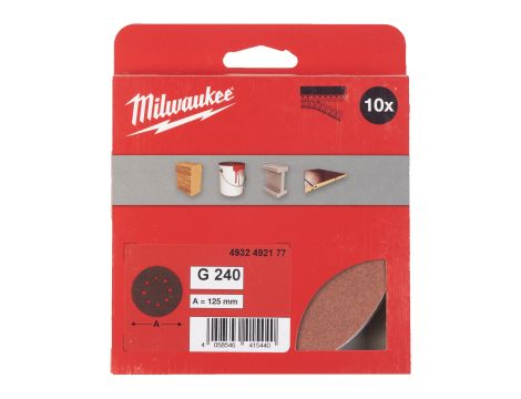 Milwaukee - Papier ścierny Ø125/8 otworów G240 - 10 szt. - 4932492177 - 2