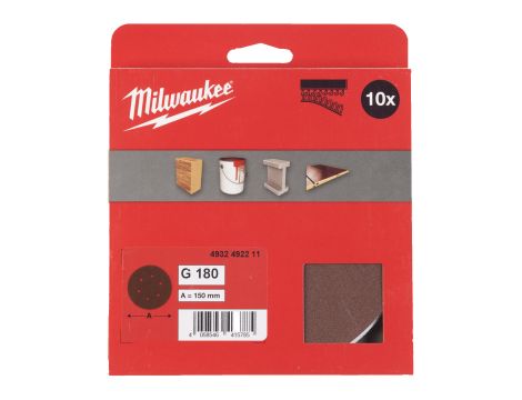 Milwaukee - Papier ścierny Ø150/6 otworów G180 - 10 szt. - 4932492211 - 2