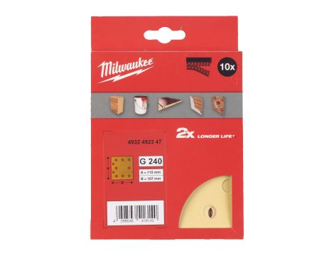 Milwaukee - Papier ścierny premium HP 115x107/10 otworów G240 10 szt. - 4932492247 - 2