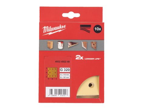 Milwaukee - Papier ścierny premium HP 115x107/10 otworów G320 10 szt. - 4932492248 - 2