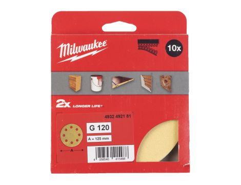 Milwaukee - Papier ścierny premium HP Ø125/8 otworów G120 - 10 szt. - 4932492181 - 2