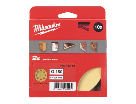 Milwaukee - Papier ścierny premium HP Ø125/8 otworów G180 - 10 szt. - 4932492182 - 2
