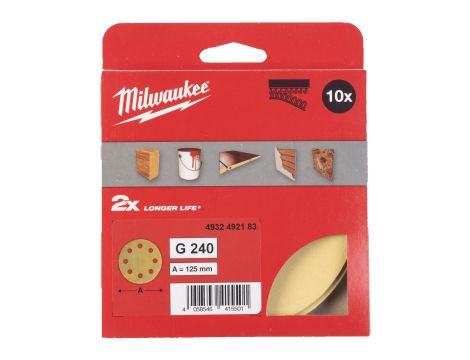 Milwaukee - Papier ścierny premium HP Ø125/8 otworów G240 - 10 szt. - 4932492183 - 2