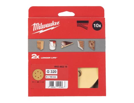 Milwaukee - Papier ścierny premium HP Ø150/8 otworów G320 - 10 szt. - 4932492219 - 2