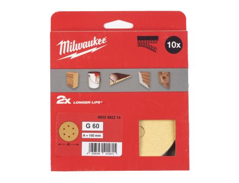 Milwaukee - Papier ścierny premium HP Ø150/8 otworów G60 - 10 szt. - 4932492214 - 2