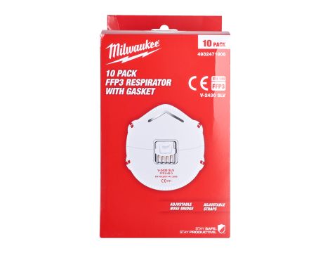 Milwaukee - Półmaska FFP3 z zaworem - 10 sztuk - 4932471906