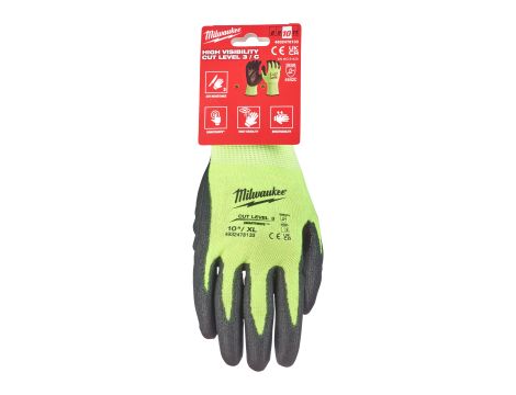 Milwaukee - Rękawice odporne na przecięcia o podwyższonej widzialności - poz. C - rozm XL/10 - 1 para - 4932478133 - 2