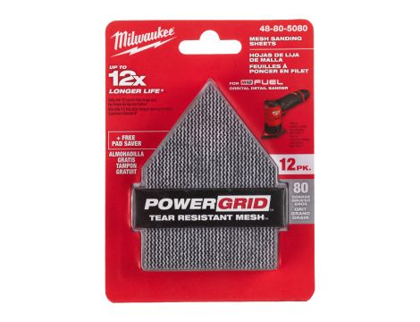 Milwaukee - Siatka ścierna 12 szt. 67x92 ziarno 120 z podkładem zabezpieczającym - 48805120