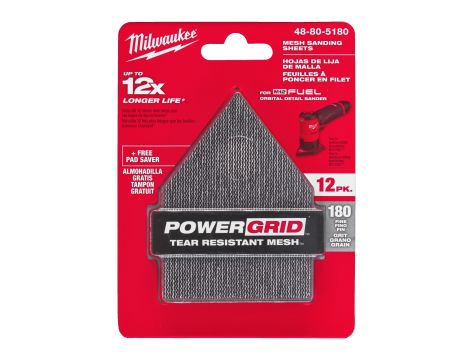 Milwaukee - Siatka ścierna 12 szt. 67x92 ziarno 180 z podkładem zabezpieczającym - 48805180 - 2