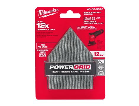 Milwaukee - Siatka ścierna 12 szt. 67x92 ziarno 320 z podkładem zabezpieczającym - 48805320 - 2