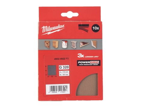 Milwaukee - Siatka ścierna POWERGRID 115x107 mm G320 10 szt. - 4932492253 - 2