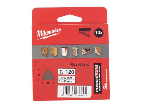 Milwaukee - Siatka ścierna POWERGRID delta 93x93 G120 10 szt. - 4932492282 - 2