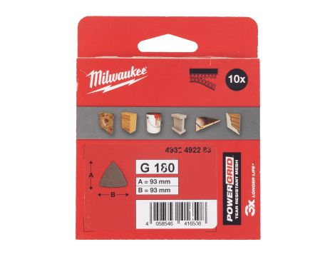 Milwaukee - Siatka ścierna POWERGRID delta 93x93 G80 10 szt. - 4932492281 - 2
