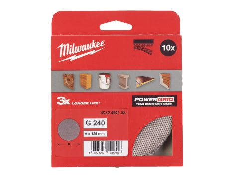 Milwaukee - Siatka ścierna POWERGRID Ø125 G240 - 10 szt. - 4932492188 - 2