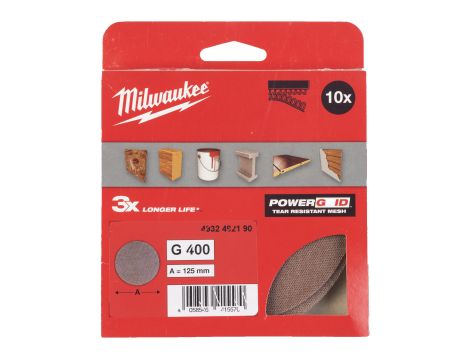 Milwaukee - Siatka ścierna POWERGRID Ø125 G400 - 10 szt. - 4932492190 - 2