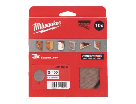 Milwaukee - Siatka ścierna POWERGRID Ø150 G400 - 10 szt. - 4932492225 - 2