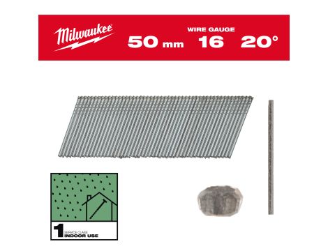 Milwaukee - Sztyfty galwanizowane 16G/50mm/20°-2 tys. szt. - M18 CN16GA - 4932492585