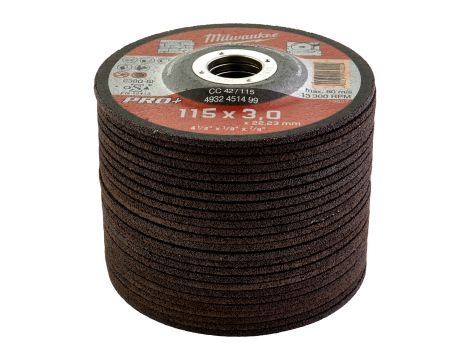 Milwaukee - Tarcza do kamienia wypukła 115X3 mm PRO+ - 4932451499 - opakowanie 25 szt. Cena za szt. - 3