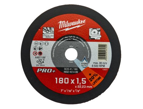 Milwaukee - Tarcza do metalu płaska 180X1,5 PRO+ - 4932451489 - opakowanie 25 szt. Cena za szt. - 2