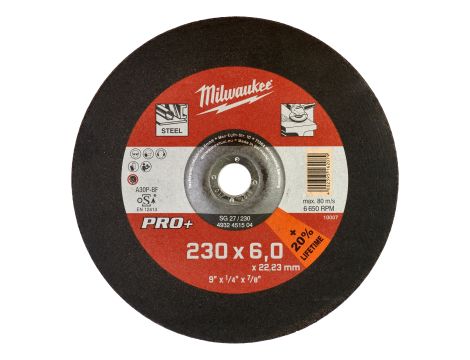 Milwaukee - Tarcza do szlifowania metalu 230X6 mm PRO+ - 4932451504 - opakowanie 10 szt. Cena za szt.