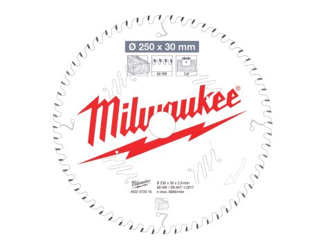 Milwaukee - Tarcza pilarska 250x30x2.8x60ATB - 4932472016