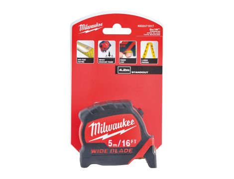 Milwaukee - Taśma miernicza Premium Wide 5 m / 16 ft - 4932471817 - opakowanie 6 szt. Cena za szt. - 2