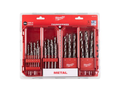 Milwaukee - Wiertła udarowe Thunderweb / 1 - 13 mm / co 0,5 mm kaseta met. 25 szt. - 4932493870 - 2