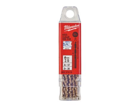 Milwaukee - Wiertło do metalu HSS-G CO 2,5 mm (10 szt.) - 4932373335 - 2