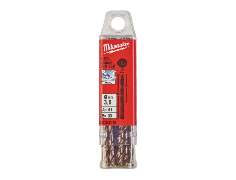 Milwaukee - Wiertło do metalu HSS-G CO 3,0 mm (10 szt.) - 4932373336 - 2