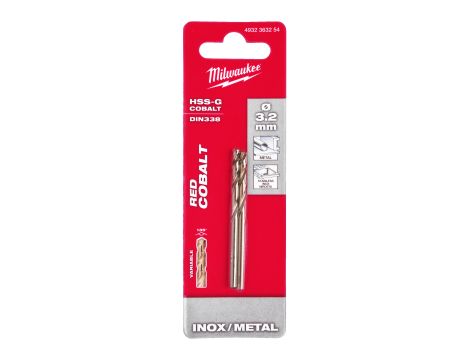 Milwaukee - Wiertło do metalu HSS-G CO 3,2 mm (2 szt.) - 4932363254 - 2
