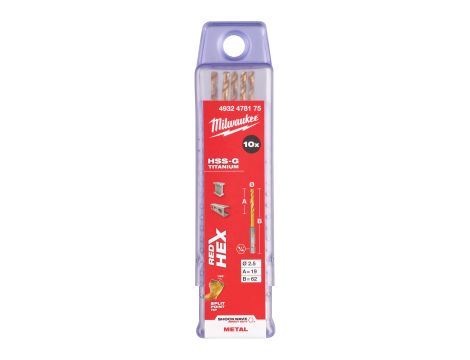 Milwaukee - Wiertło udarowe do metalu SWave HSS-G Tin 2.5mm -10szt. - 4932478175 - 2