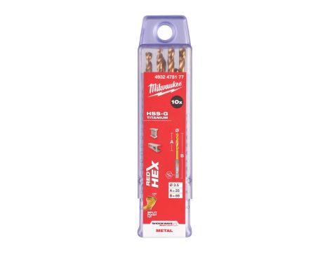 Milwaukee - Wiertło udarowe do metalu SWave HSS-G Tin 3.5mm -10szt. - 4932478177 - 2