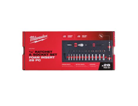 Milwaukee - Wkładka piankowa z grzechotką i nasadkami 1/4“ - do wózków narzędziowych - 4932479824 - 2