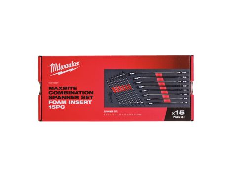 Milwaukee - Wkładka piankowa z kluczami płasko-oczkowymi MAXBITE™ 15szt - do wózków narzędziowych - 4932479827 - 2