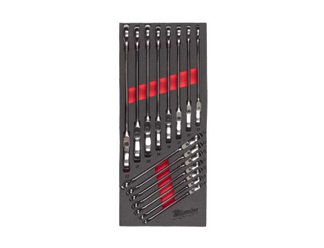 Milwaukee - Wkładka piankowa z kluczami płasko-oczkowymi MAXBITE™ z ruchomą główką grzechotki- do wózków narzędziowych - 4932479829