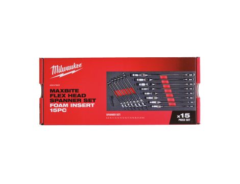 Milwaukee - Wkładka piankowa z kluczami płasko-oczkowymi MAXBITE™ z ruchomą główką grzechotki- do wózków narzędziowych - 4932479829 - 2