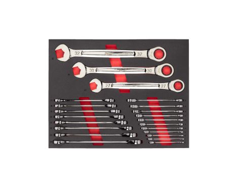 Milwaukee - Wkładka piankowa z kluczami płasko-oczkowymi z grzechotką MAXBITE™ 22 szt. - do wózków narzędziowych - 4932493248