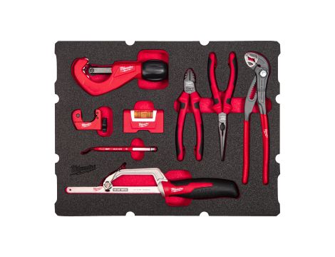 Milwaukee - Wkładka piankowa z narzędziami ręcznymi do prac hydraulicznych - do skrzyni Packout z szufladami, 8 szt - 4932493639
