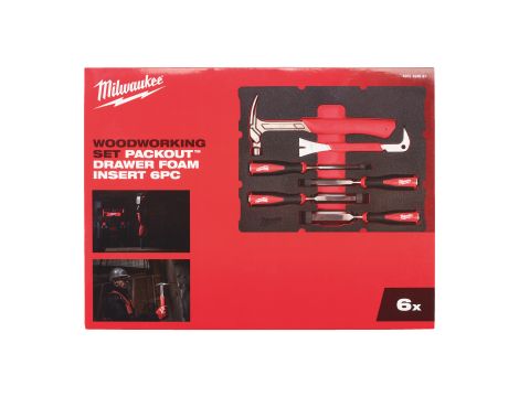 Milwaukee - Wkładka piankowa z narzędziami ręcznymi do pracy w drewnie - do skrzyni Packout z szufladami, 6 szt - 4932493641 - 2