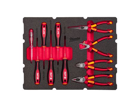 Milwaukee - Wkładka piankowa z szczypcami i wkrętakami VDE - do skrzyni Packout z szufladami, 9 szt - 4932493637