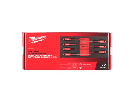 Milwaukee - Wkładka piankowa z wkrętakami SL 0.5x3x75, SL 0.8x4x100, SL 1.0x5.5x125, SL 1.2x6.5x125, PH0x75, PH1x100, PH2x125 - do wózków narzędziowych - 4932492394 - 2