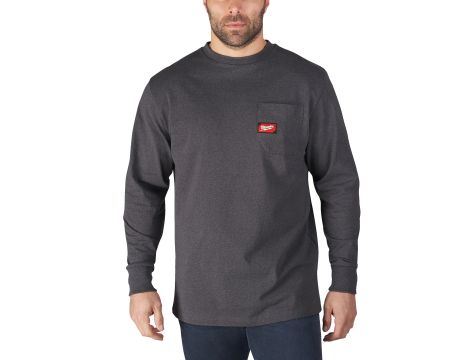 Milwaukee - WTLSG-XL T-shirt z kieszonką z długim rękawem - szary - 4933478240